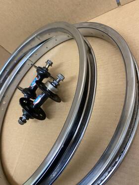 Gt04834 Acs Hubs And Chrome Steel Rims 28h Set Vintage Bmx