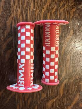 Fk5265 Akron Rare Red And White Bmx Grip Set #fk5265