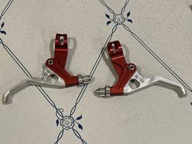Altek Bl-25 1990s Sharktooth Brake Levers Silver / Red Retro Mtb V