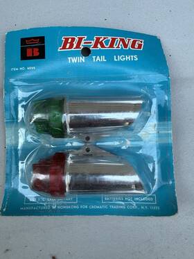 4899 Bi King Vintage Bicycle Red Green Chrome Light Battery Operated Base New 70 80s