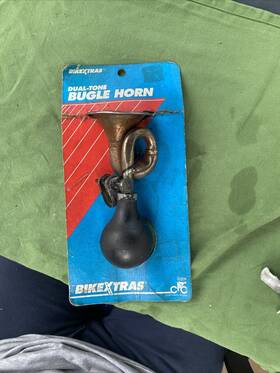 00209 Bikextras Vintage 1992 Rare Dual Tone Bugle Horn Bicycle Loud Honk Trumpet