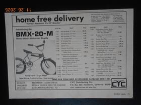 Bmx-20-m Bmx20m 1975 Mono Shock Motocross Bicycle Accessories Cyc Print Ad Hawthorne Ca