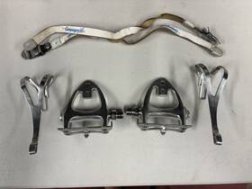 Campagnolo 305/501 C-record Road Pedals With Toe Clips Campy Straps End Caps