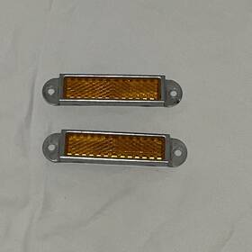 Rr0213 Cateye Vintage Cat Eye Bicycle Reflectors Yellow Rectangle Metal Frame