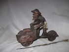 X329 Crazyman Rare Crazy Man On Pedicab Wood Figurine Hand Craved