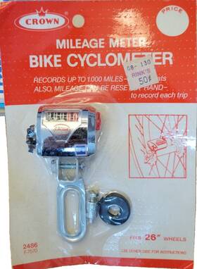 Crown 01/2025 Vintage Mileage Meter Bike Cyclometer Fits 26 Inch Wheels Original Pkg