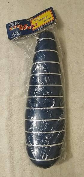 P308 Cycle Sport Vintage Polo Saddle Muscle Bike Banana Seat Blue Sparkle With Silver