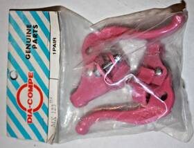 Mx123 Dia-compe Tech 4 Bmx Brake Levers Left/right Vintage New In Bag 80s Pink