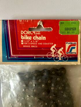 10116 Fuqua Sports M-112 Nos - Vintage 80s Dorcy 1/2 X 1/8 Bike Chain