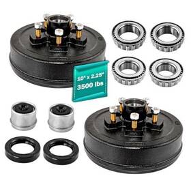 T-5x45d-2k Ja Auto Set Of 2 10 Inch X 2-1/4 Trailer Brake Drum Kit 5 On 4.5 With Bolt 1/2 -20