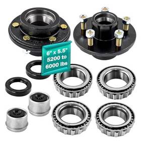 T-6x55h Ja Auto 2pc Trailer Idler Hub Kits 6 On 5.5 Inch For 6000 Lbs Axle 25580/15123 2pcs