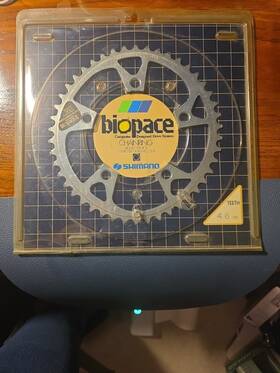 Shimano Cr-bp10 Nos Vintage Biopace 46t Chainring 5-bolt Model Cr-bp10/bp20
