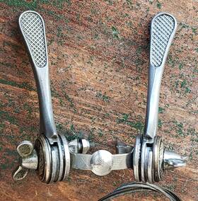 Simplex Lj23 Vintage 1950s Clamp On Down Tube Shift Levers With Bb Cable Guide