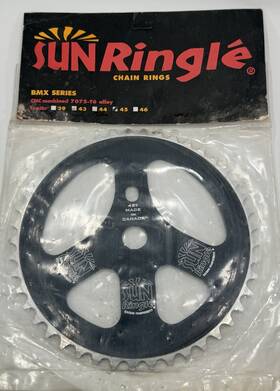 7075t6 Sun Ringle Nos Sprocket 45t Old School Bmx Chainring Black Cnc Peace Sign
