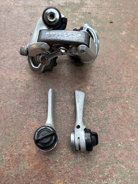 Suntour Alpha-3040 Accushift Rear Derailleur And Power Controls Downtube Shifter