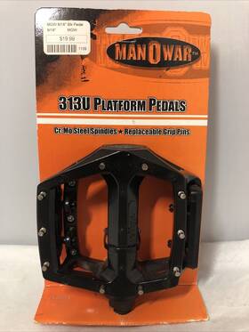 Lu-313u Wellgo 313u Nos Manowar Platform Pedals Bmx 9/16 Inch Black Cr-mo Old School