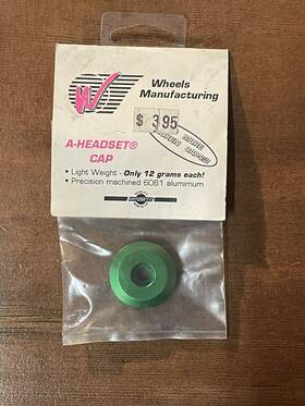 Ah-2g Wheels Mfg Nos 1-1/8 Inch Green Anodized Threadless Headset Top Cap In Pkg See Pics