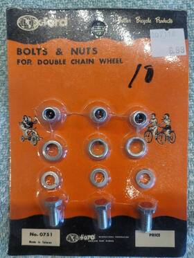 Xford 0751 Vintage Chain Ring Bolts Set Of 3 Double Wheel #0751