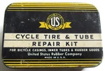 Antique Vintage United States Rubber Co Bicycle Tire & Tube Repair Kit Tin. Fixed Price $35.00.