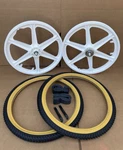 20" Bicycle Plastic White 6-SPOKE Mag Wheel Gum Wall Tires Set Gt Dyno Rims Bmx. Fixed Price $119.95.