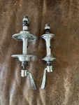 Finished Set Of Vintage Campagnolo Hubs With Shimano Skewers. Fixed Price $100.00.