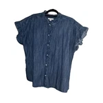 Free Assembly Women Xxl Chambray Top Ruffle Sleeve Button Front 100% Cotton. Fixed Price $13.99.