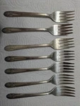 Crown Silverplate Flatware Radiance-set Of 7 Salad Forks 6 Inch Long.. Fixed Price $30.00.