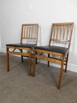 2 Stakmore Walnut Folding Chairs Black Padded Vinyl Seats Sears 1970S Vg. Fixed Price $178.00.
