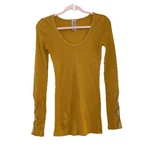 Free People Art School Yellow Thermal Long Sleeve Top Lace Cuff Elena Gilbert. Fixed Price $25.17.