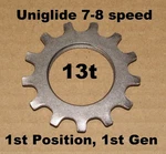 Shimano Uniglide 13T Cassette Cog 1ST Position, Generation 7-8 Speed Nos. Fixed Price $14.99.