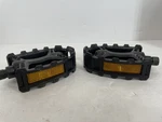 HTI-881 Black Platform Bicycle Pedals With Reflectors Standard 9/16" Axle. Fixed Price $26.99.