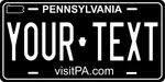 Pennsylvania White Black - Personalized Novelty Plate Auto Bike Motorcycle. Fixed Price $12.00.