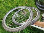 Good Vintage Araya TM-18 32H Mtb Wheels Rims 26INCH Alivio Hubs 7SPD Cassette. Fixed Price $90.00.