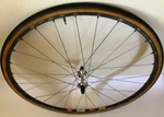 Front Campagnolo Record Hub Mavic Ssc Red Label 28 Tubular Rim Barum Crit Tire. Fixed Price $250.00.