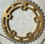 Sugino Bmx 43T Gold Aluminum Chainring 5-BOLT 110MM Bcd 6.75IN. Fixed Price $150.00.