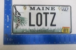 Maine License Plate Tag Vanity Lots German Surname Last Lotz #2. Fixed Price $38.00.