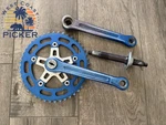Vintage Sugino Super Maxy Crank Set Blue 170MM H-10 Bmx (44 Teeth). Fixed Price $280.00.