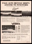 1976 Palo Alto Bicycle Shop- Vittoria, Clement Bike Vintage Print Ad. Fixed Price $7.95.