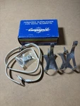 New Campagnolo Super Record Medium Toe Clips Straps Set Nos In Box. Fixed Price $150.00.