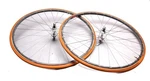 Campagnolo Record Wheel Set With Orange Continental Sew Ups Tires Sprint 250S. Fixed Price $350.00.
