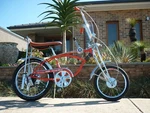 1973 Schwinn Sunset Orange Krate Seat Chrome -original Paint. Fixed Price $7500.00.