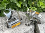 Vintage Sr Bike Pedals SP-SP154 Flat Road Tour Metal Cage Raleigh Leather Straps. Fixed Price $30.00.
