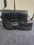 Coach Morgan C3593 Georgie Saddle Bag W/rivets Graphite W/nwt Id Card Case. Fixed Price $235.00.