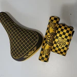 School Retro Racing Seat Quad Angle Pads Checkered Bmx Bike Gold. Fixed Price $59.99.