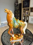 Vintage Chinese Tang San Cai, Reproduction, Tri Glazed, War Horse, Boho Wucai. Fixed Price $29.00.