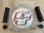 Nos Old/mid School Bmx Gt Chainring 44T & Handle Grips With End Caps Combo. Fixed Price $75.00.