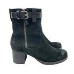 H.s. Trask Madison 6.5M Black Suede Leather Chunky Block Heel High Top Booties. Fixed Price $99.99.