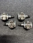 2 Pair Shimano PD-M505 Clipless Pedals Mountain Bike Spd 9/16IN Silver Lot Of. Fixed Price $34.99.