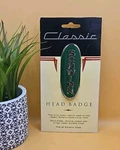 Vintage Classic 1950 Style Schwinn Green/silver Brass Head Badge, No. 40037 Nos. Fixed Price $24.88.