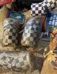 Vintage Lot Dorcy Bmx Stem Pad Blue Checkered Gooseneck Single Clamp Vinyl. Fixed Price $22.22.